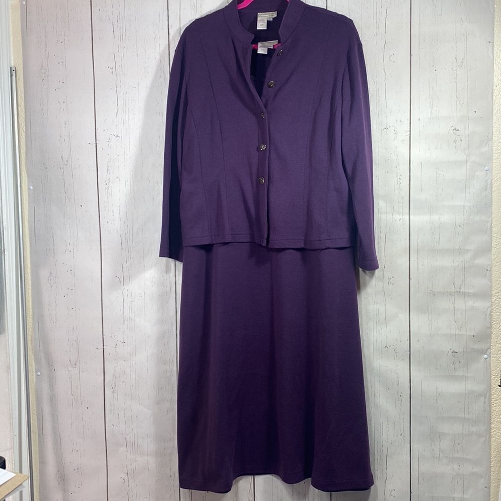 Coldwater Creek Womens Jacket Dress Sleeveless Midi Purple
